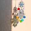 HDチャクラエネルギークリスタルボールSunCatcher Hamsa Fatimaトルコの青い邪眼の手植物園の装飾ラッキーギフト220407