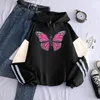 Женские толстовки для толстовки 2022 Loona Butterfly Hoody Pullover Men KPOP Fashion Street Смешная розовая печать зимняя лоскутная толстовка