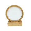 Bamboos Sublimation Photo Frame Blank Wood Love Heart Round Frames With Base Magnetism Painting Home Decoration Gift