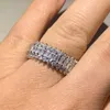 Clusterringe Größe 6-10 Verkaufen Frauen Modeschmuck 925 Sterling Silber Princess Cut Weißer Kubikzircon Versprechen Ehering253E