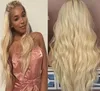 Celebrity Lace Front Wig # 60 Blonde Silky Straight 10A Grade Brésilien Vierge Cheveux Humains Full Lace Perruques pour Femme Fast Express Del244W