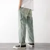 Jeans denim vintage nostalgia Celana Longgar Pria Lurus Celana Pakaian Kerja Gaya Multi Saku Punk Streetwear Kargo 220817