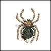 Piny broszki biżuteria europejskie kobiety kolor kryształowy owad pająk broszka unisex cynku owady płaszcz halloween pin kreskówkowy plecak zwierzęcy