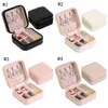 Portable Small Jewelry Box Travelling Storage Boxes Organizer PU Leather Mini Travel Case Rings Earrings Necklace Display Holder Cases