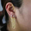 Stud Multi Piercing Luxury Fashion Women Earring Iced Out Bling Sparking 5A CZ Station Long Tassel Chain 1pc Romantic Vermeil Jewelystud