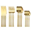16st Gold Cutery Set Forks Knives Spoons Moderbild Diskmaskin Safe Rostfritt stål Western Table Product Wedding Gift 220727