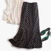 Fashion Polka Dot Girls Lange rok Floral Black Elegant Maxi Office Zipper -rokken met voering Plus Size M30241 210315