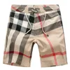 Summer British B home ice silk thin section mens color matching casual shorts plaid print outer wear trend quick-drying beach pants M-3XL