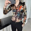 Camicie eleganti da uomo Camicia stile British Men Flower Casual Slim Fit Moda 2022 Autunno manica lunga Stampa digitale MenMen's Vere22