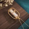 Hänge halsband kreativa porslin etnisk stil tillbehör halsband Ancient Gold Plated Emalj Bambu Knut Hetian Jade for Womenpenden Penda