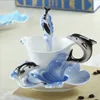 Tasse à café en céramique émaillée, dauphins colorés élégants, costume en porcelaine, tasse à thé et eau, tasse et soucoupe avec cuillère, ensemble nouveau