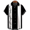 Men's Casual Shirts Beach Hawaiian Shirt Black White Music Print Men Women High Quality Single Button Lapel Top 5XL
