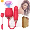 NXY Vibrators New Two in One Red Rose Flower 2 0 Adult Tongue Licker Massager Dildo Double Sex Toy for Women 0411