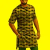 Camisetas masculinas camisetas de impressão africana padrões de moda curta de manga