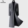 Vinter över knäet långa herrmode Slim Wool Coat Luxury High Quality Business Gentleman Youth Warm Warm Wool Coat 201128