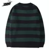 Vintage Strickpullover Männer Frauen Harajuku Casual Baumwollpullover Tate Langdon Gleicher Stil Grün Gestreifte Tops Herbst 220812