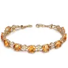 Or jaune cristal Citrine Bracelet cadeaux pour femmes hommes mode chaîne à breloques Bracelet trèfle à quatre feuilles Bracelets