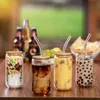 US Warehouse 2 Days Delivery 16oz mug straight blank sublimation frosted clear Transparent coffee glass cup tumblers with bamboo lid and straw 0417