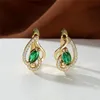 Stud Vintage Creux Zircon Hoop Boucles D'oreilles Vert Cristal Marquise Pierre Boho Or Rose Couleur Fleur Pour Les Femmes BijouxStud Dale22 Farl22