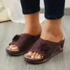 Für Sandalen Hunde Feste Farbe Mode Frauen Damen Leder Oberfläche Blume hohl atmungsaktuelle schwarze Folie auf Frauenandalen Sandalen 413 649 Sandalen