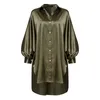 Zanzea Stylish Satin Shirt Dress Women s Oregelbundna sundress Casual Long Sleeve Lapel Mini Vestidos Robe 220521