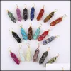 Arts And Crafts Arts Gifts Home Garden Natural Stone Crystal Charms Wire Wrap Mticolor Rose Quartz Amethyst Point Dhzjn