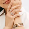 100% S925 srebrna bransoletka dla kobiet moda klasyczny projekt logo bransoletki Fit Pandora Style Fine Jewelry Lady prezent z oryginalnym pudełkiem srebrny złoty Rosegold