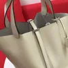 Yuchengbags 2022Classic -Selling Vegetable Basket Bags Picotin Lock Kvinnligt äkta lädermärke Fashion Högkvalitativ handväska L243I