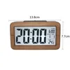 Solid Wood Table Clock Desktop Alarm Room Living Decoration Electronic Fashion Office Desk 220426