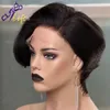 Curto Pixie Cut Lace Wig Bob Ondulado Perucas de Cabelo Humano Para Mulheres Remy Pré Arrancado Cabelo Natural Sem Glueline Hairline