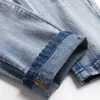 Jeans di marca di moda per uomo Pantaloni con foro strappato Pantaloni elasticizzati slim fit casual Lettera da uomo Ricamo Denim Cotton Streetwear