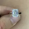 Meisidian D VVS1 Emerald Cut 4 Karat Diamond S925 Şerit Kadın Nişan Yüzüğü 220816