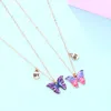 Pendentif Colliers Coloré Papillon Forme Amis Collier Chaîne BFF Amitié Bijoux Cadeaux Pour Enfants 2PCS / SetPendant