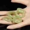 Dangle & Chandelier Natural Green Hetian Jade Ring Chinese Jadeite Amulet Fashion Charm Jewelry Hand Carved Crafts Gifts For Women MenDangle