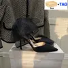 Bayan elbise ayakkabıları Averly 100 Mesh Büyüleyici Yaylar Slik Pompalar yüksek topuklu Luxurys düğün sandaletleri siyah fuşya latte Seksi kadın moda parti ayakkabı kutusu ile