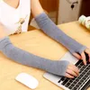 Knee Pads Elbow & Winter Knitted Gloves For Women Men Long Fingerless Arm Hand Warmer Cotton Solid Strip Mitten Sleeve