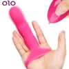 OLO vibratore da dito 7 velocità strap on masturbazione femminile punto G orgasmo massaggio stimolatore del clitoride giocattoli sexy per le donne lesbiche