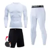 3 PCS / SETS RUN RUND COLLS MMA T-shirt Tactical Gym Leggings Jogging Sports Men Men Gym Fitness Compression Brand de marque 220518