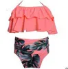 Garotes de roupas de banho infantis de biquíni de biquíni alta impressão de bebê Falbala Swimwear Summer Moda Moda Ternos de banheira Polca Dot Beachwear Crianças Roupas de natação BYP4080