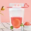 Disposable milk tea juice bag Clear drinkware Pouches Bags Zipper Stand-up Plastic Drinking Bag with Straw253y