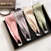Lenços de seda fita ímã lenço mulheres imprimir sólido design de luxo colar foulard bolsa de mão pulso marca gravata gravata acessórios 2022