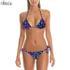 Sexig Leopard Bikinis Swimsuit 3D Tryckt baddräkt Animal Cosplay Women Straps Bikini Set Female Fashion Swimming W220616