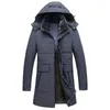 メンズダウンパーカスパーカフード付き冬用ジャケット暖かいジャケット濃厚な男のコートプラスサイズ5xl中程度の風の衣類1 Phin22