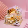 DIY Dollhouse Wooden Doll Houses Miniature Doll House Furniture Kit With LED Toys for Children Birthday Gift M2001