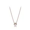 New 18K Bright Pink Pendant Necklace Rose Gold Shiny CZ Zircon Bead Chain For Pandora Style Jewelry Fashion Girls Set Gift