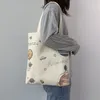 Lagerung Taschen Frauen Leinwand Shouler Taschen Koreanische Cartoon Geschenk Studenten Baumwolle Tuch Einkaufstasche Eco Handtaschen Tote