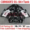 Body +Tank لـ Honda CBR600 CBR 600 F2 FS CC 600F2 91-94 Bodywork 140NO.36 600FS 600CC CBR600F2 91 92 93 94 CBR600-F2 CBR600FS 1991 1992 1993 1994 FAIDING KIT BLAIN WEST BLAIN