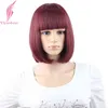 Synthetic 10inch Straight Short Bob Wigs Bangs Blue Golden Red Black White Purple Pink Green Brown Cosplay Wig Female 220622