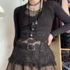 Coreano Kawaii Retro Black Lace Cami Top Donna Sexy See Through All'interno Corsetto E-girl Harajuku Gothic Grunge Emo Alt Clothes