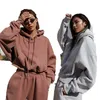 Kvinnors sportspårar Kvinnor Tvådelkläder Set Tracksuit Solid Color Hoodie Sweatshirt Long Pant Jogger Outfit Set Female Sweat Suits